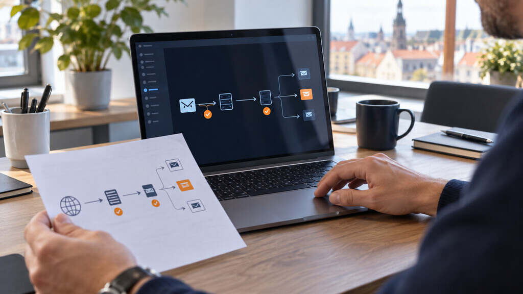 SPF, DKIM en DMARC: e-mailbeveiliging helder uitgelegd 3 Een IT-specialist controleert de veilige verzending van zakelijke e-mail.
